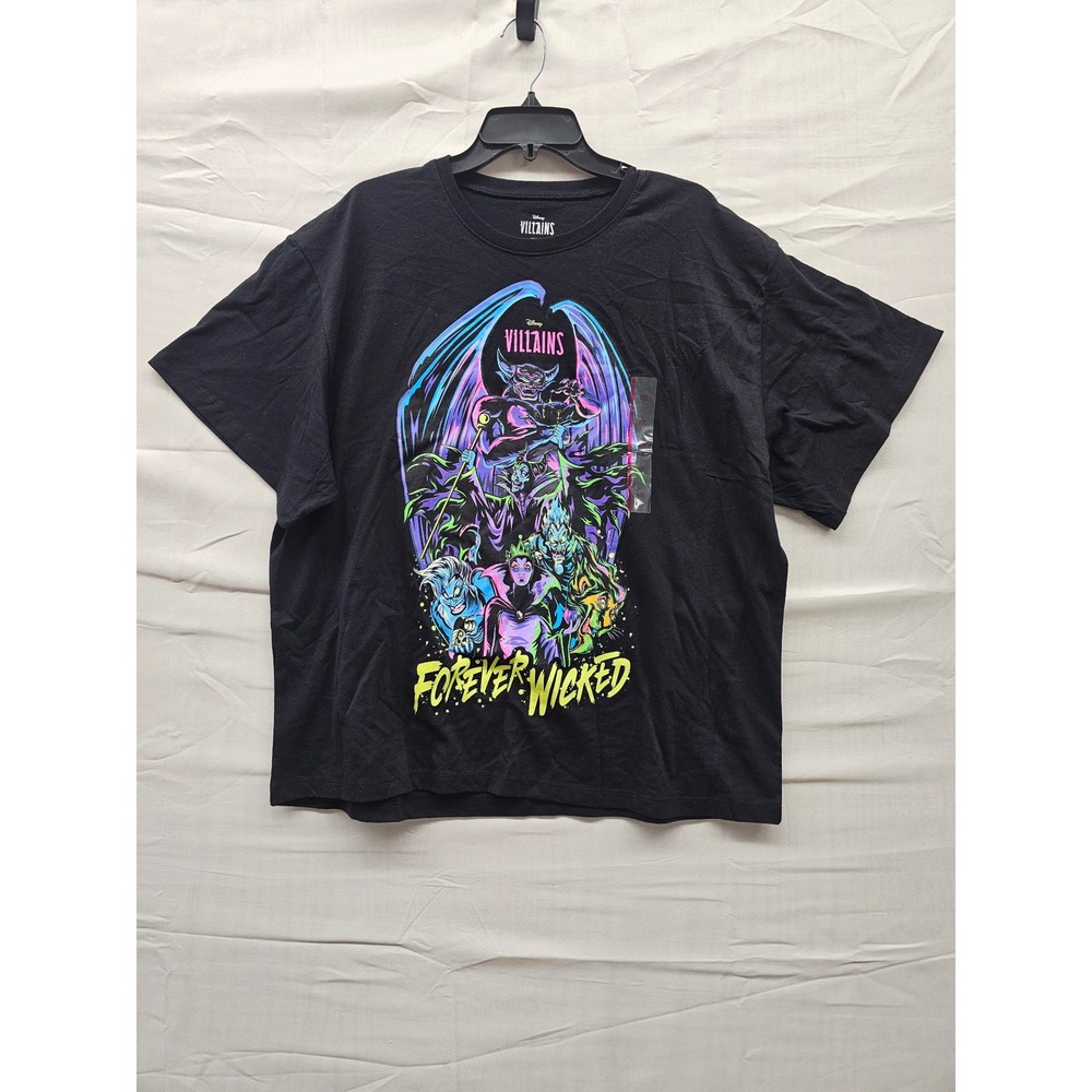 Disney Villains Forever Wicked Black Graphic T-Shirt XXL Cotton Jerry Leigh